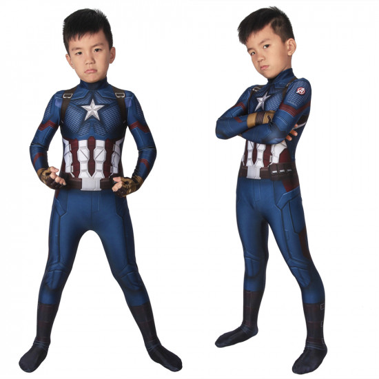 Avengers: Endgame Captain America Kids 3D Zentai Jumpsuit Avengers: Endgame Captain America Kids 3D Zentai Jumpsuit
