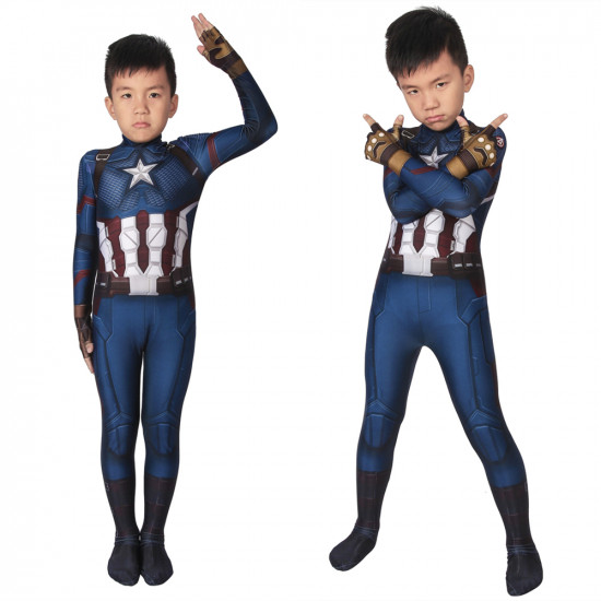 Avengers: Endgame Captain America Kids 3D Zentai Jumpsuit Avengers: Endgame Captain America Kids 3D Zentai Jumpsuit