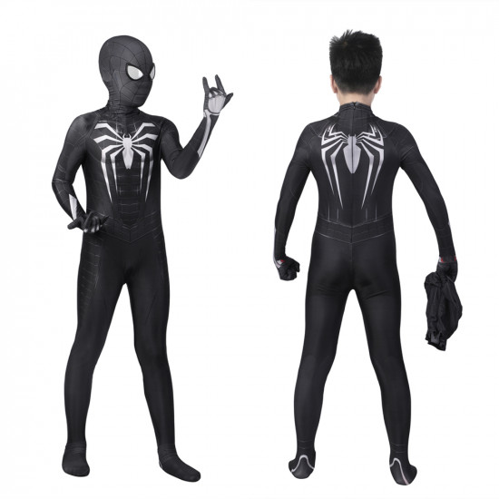 PS5 Spider-Man Miles Morales Symbiote Black Suit Kids Jumpsuit PS5 Spider-Man Miles Morales Symbiote Black Suit Kids Jumpsuit